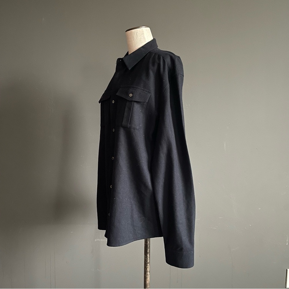 COS Black Wool Blend Shirt Jacket XL Minimalist Utility Overshirt Preppy Classic - Picture 3 of 7